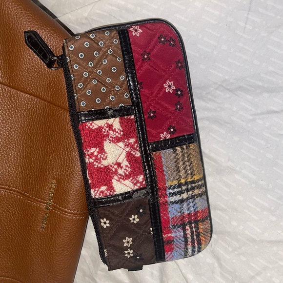 Vera Bradley Brown Leather Shoulder Bag with matching pouch. - Picture 2 of 7